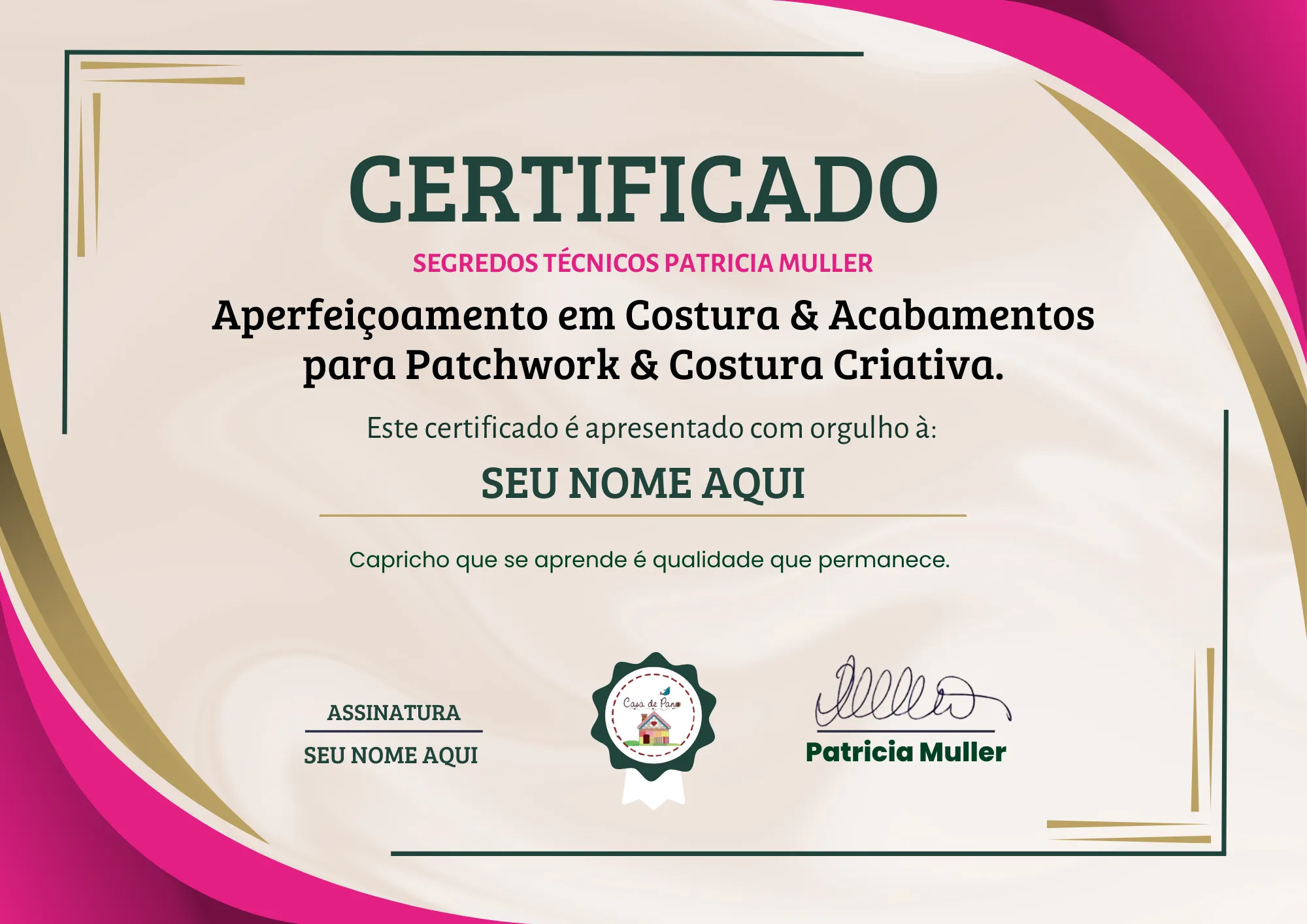 Certificado de conclusão do curso Segredos Técnicos